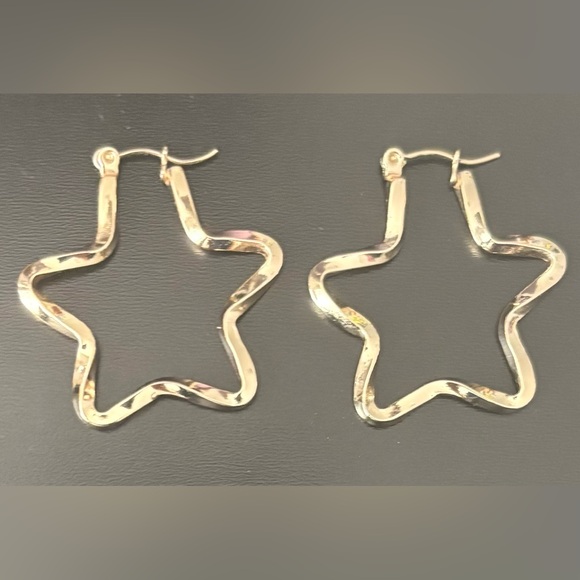 Jewelry - Gold Star Hoop Earrings